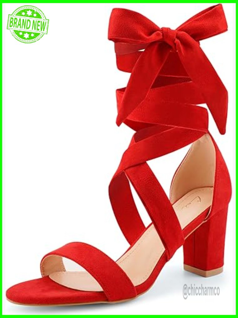 Chunky Heel Strappy Sandals Lace Up Open Toe Block Heels Dressy Summer Shoes